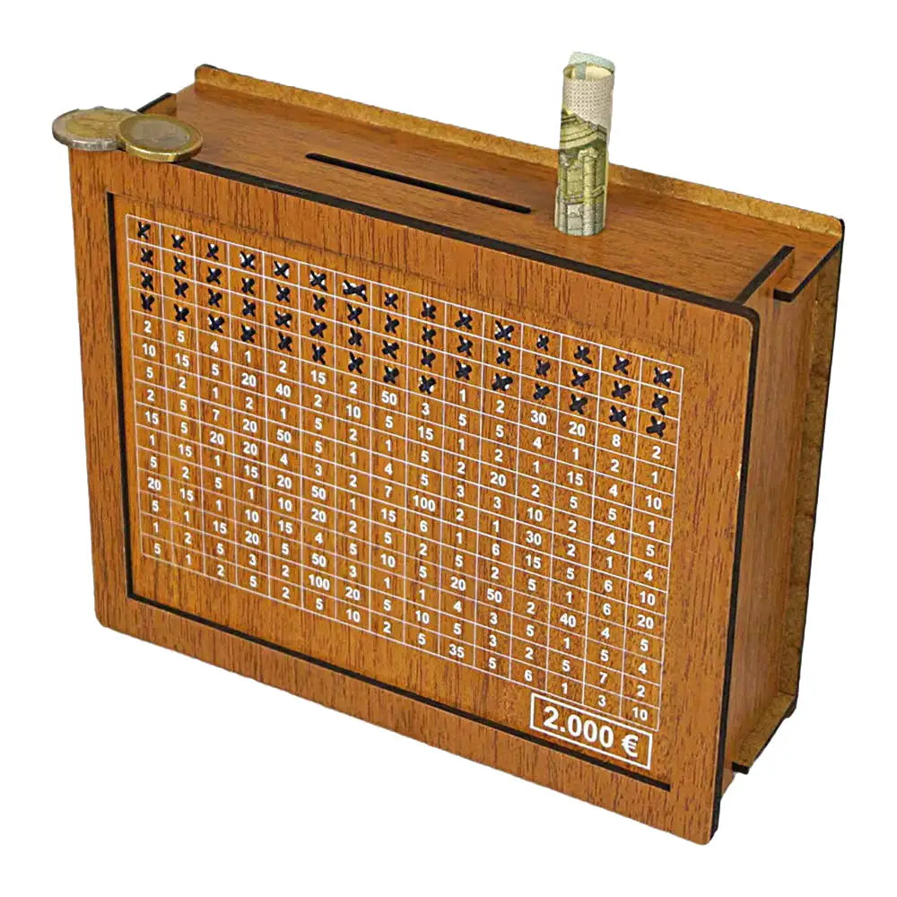 Large Capacity Wooden Piggy Bank Cash Box with Counter - Suitable for EURO MLNshops]