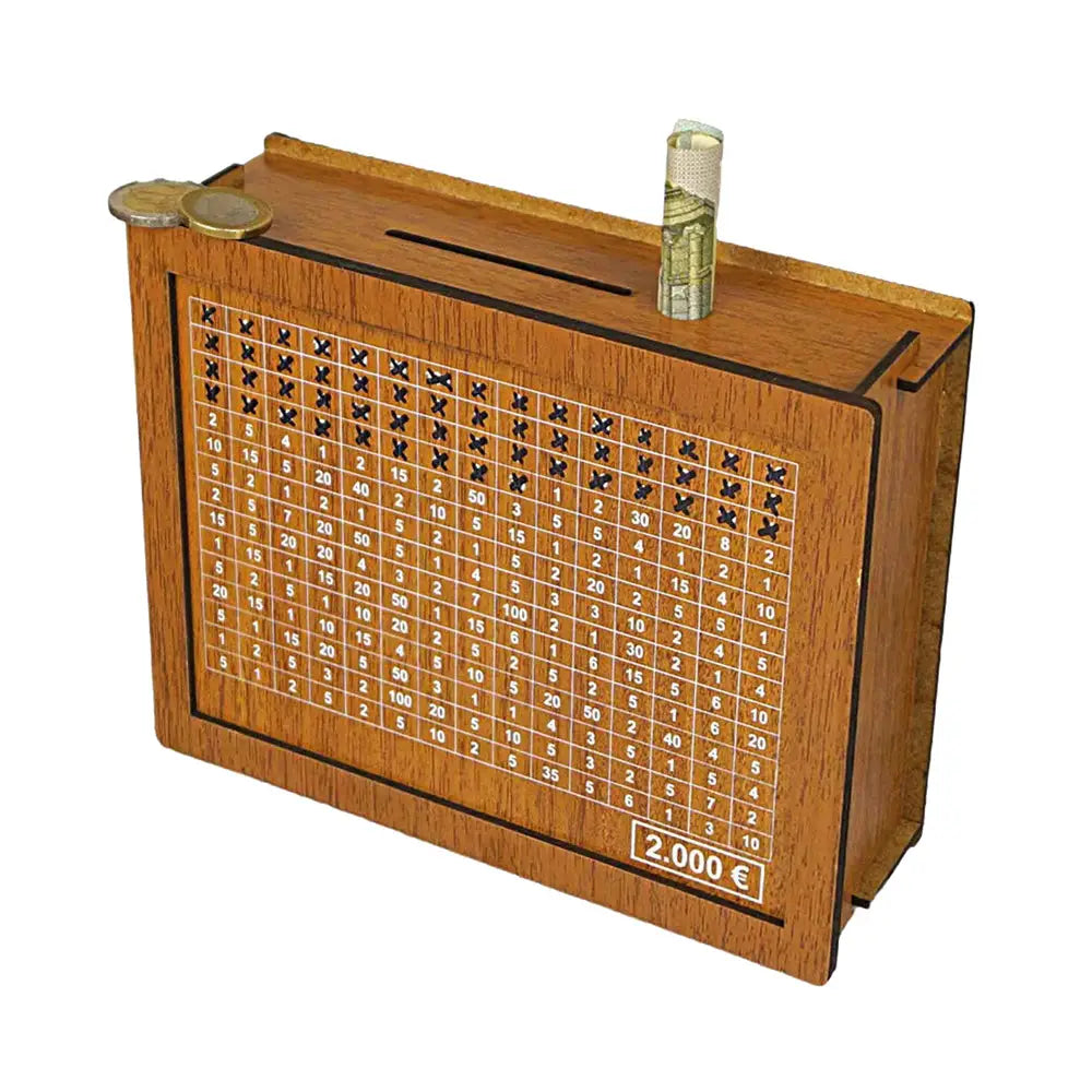 Large Capacity Wooden Piggy Bank Cash Box with Counter - Suitable for EURO MLNshops]