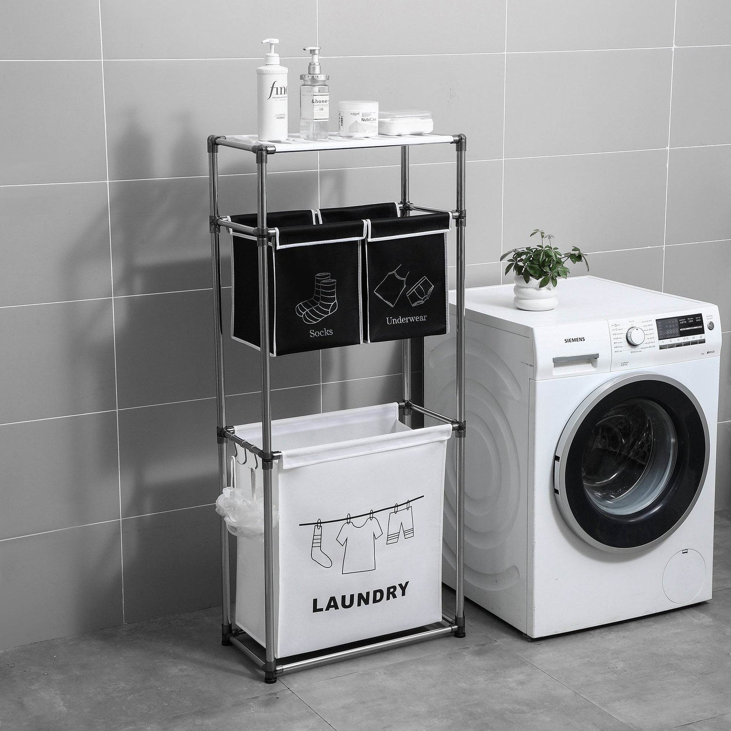 MLNshops Laundry Sorter with Removable Bags & Shelf Default