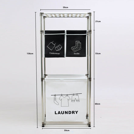 MLNshops Laundry Sorter with Removable Bags & Shelf
