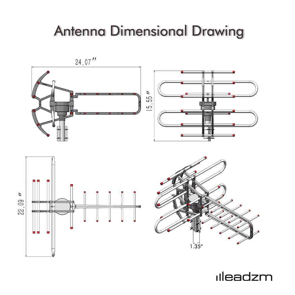 MLNshops 350 Degree Rotating TV Antenna for Clear Signal