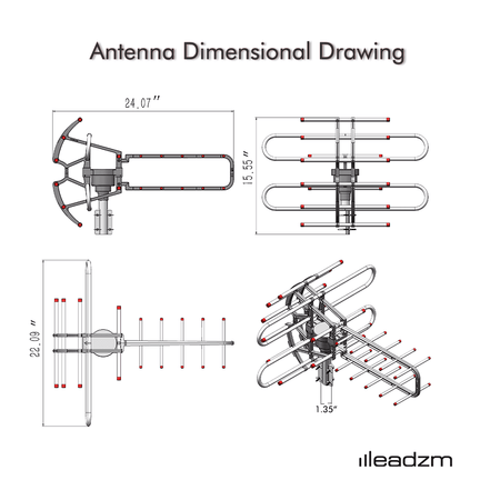 MLNshops 350 Degree Rotating TV Antenna for Clear Signal