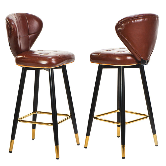 Leather Bar Stool 360 Rotating Bar Stool with Backrest and Foot Pedals for Bars, Kitchen, Dining Room,  Bar Stool Set of 2 MLNshops]