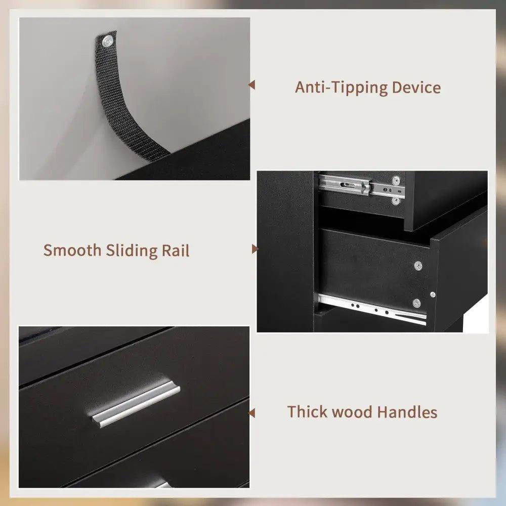 MLNshops LED Dresser with USB Ports and Tempered Glass