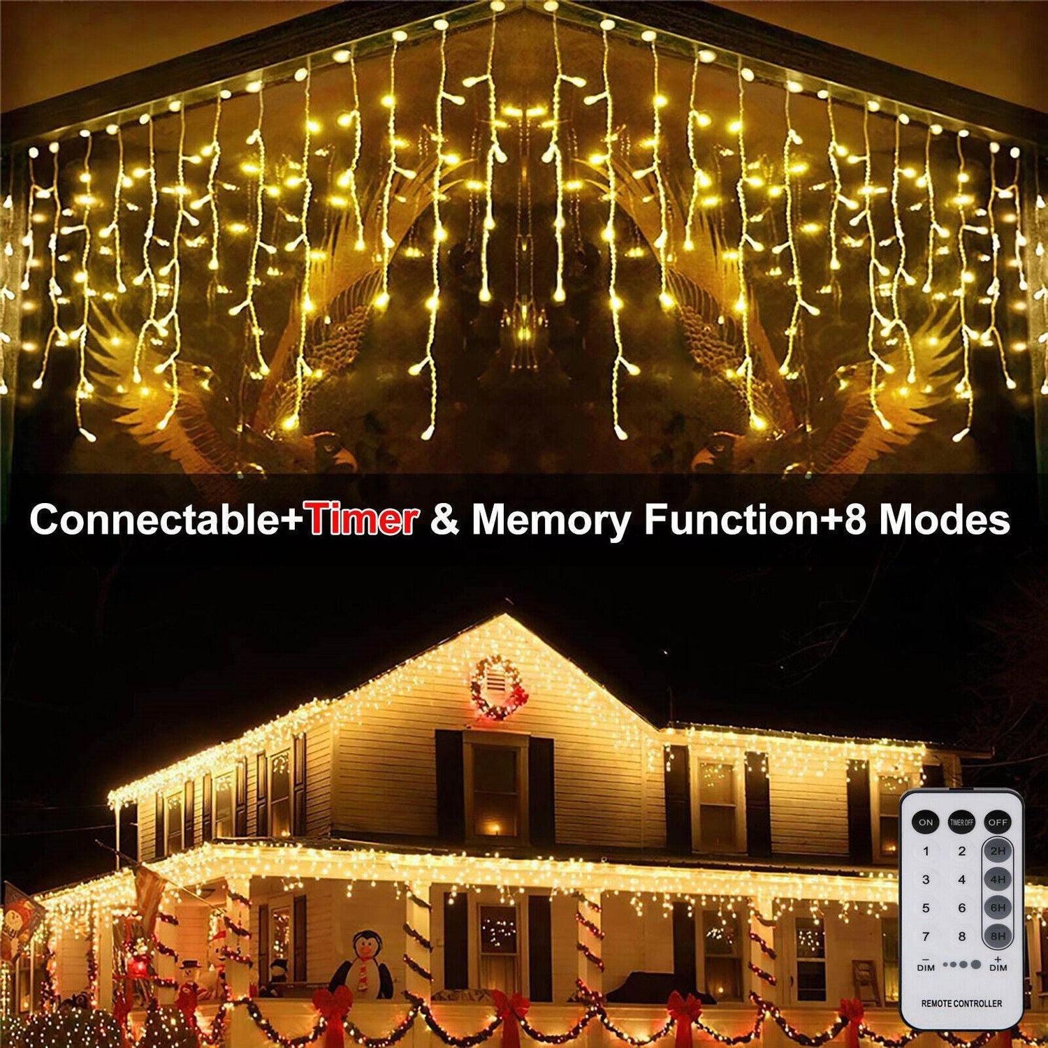 MLNshops LED Icicle Curtain Lights for Holiday Decor