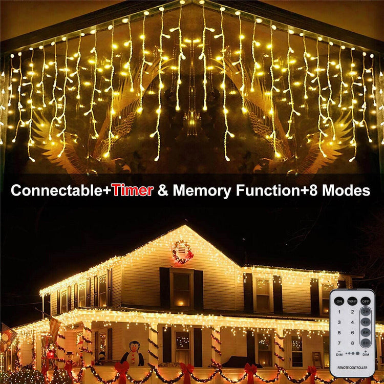 MLNshops LED Icicle Curtain Lights for Holiday Decor