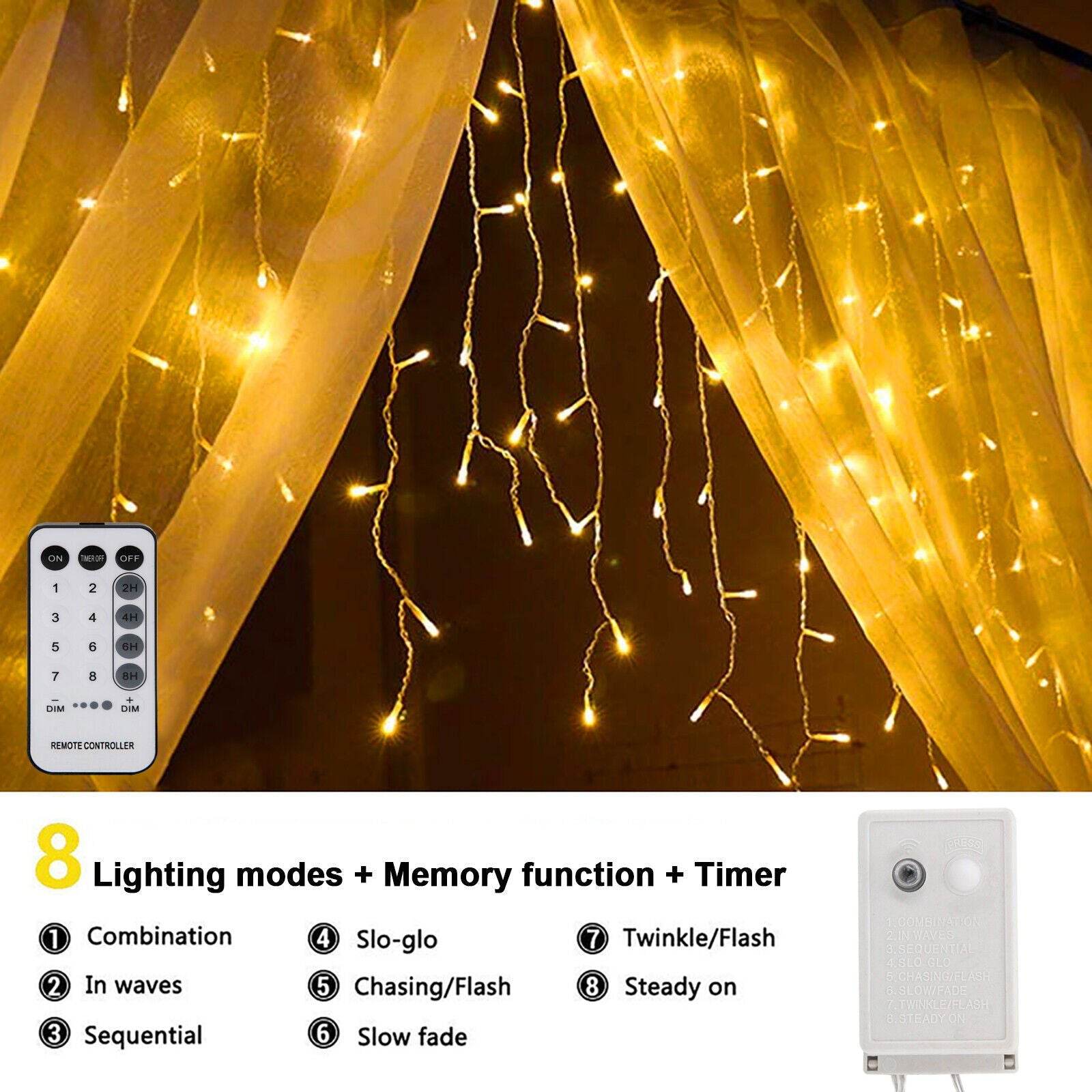 MLNshops LED Icicle Curtain Lights for Holiday Decor