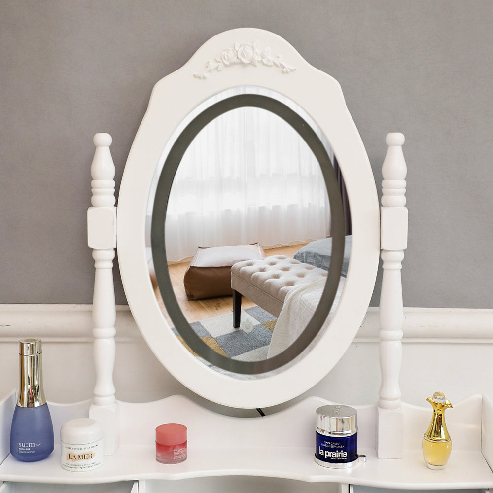 LED Single Mirror 4 Drawer Dresser White MLNshops]