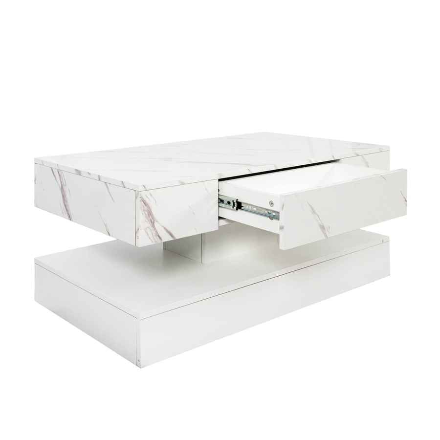 MLNshops LED Sofa Table with Storage - Modern Marble Design