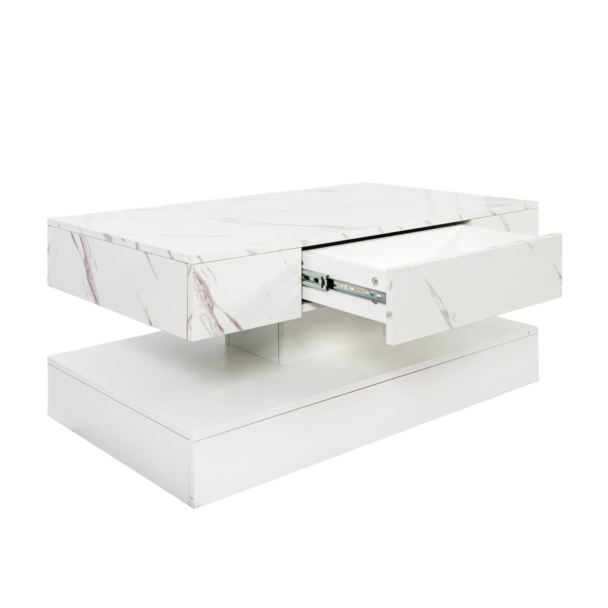 MLNshops LED Sofa Table with Storage - Modern Marble Design