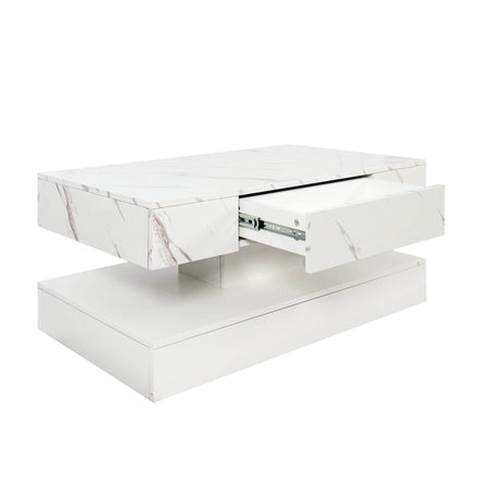 MLNshops LED Sofa Table with Storage - Modern Marble Design