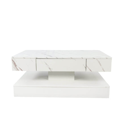 MLNshops LED Sofa Table with Storage - Modern Marble Design