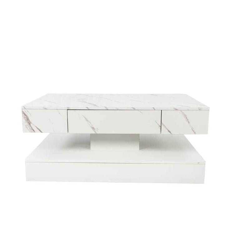 MLNshops LED Sofa Table with Storage - Modern Marble Design