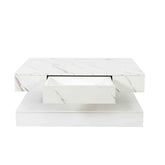 MLNshops LED Sofa Table with Storage - Modern Marble Design