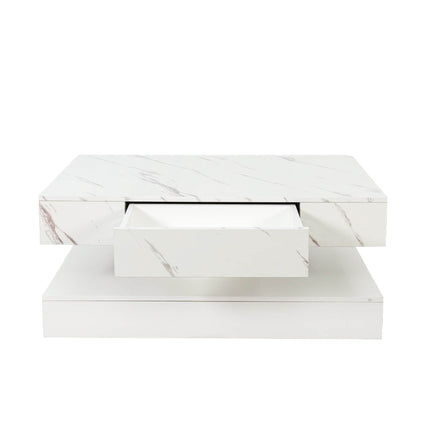 MLNshops LED Sofa Table with Storage - Modern Marble Design