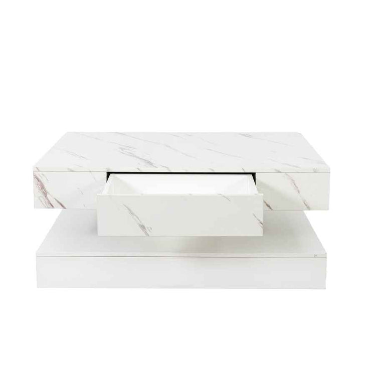 MLNshops LED Sofa Table with Storage - Modern Marble Design