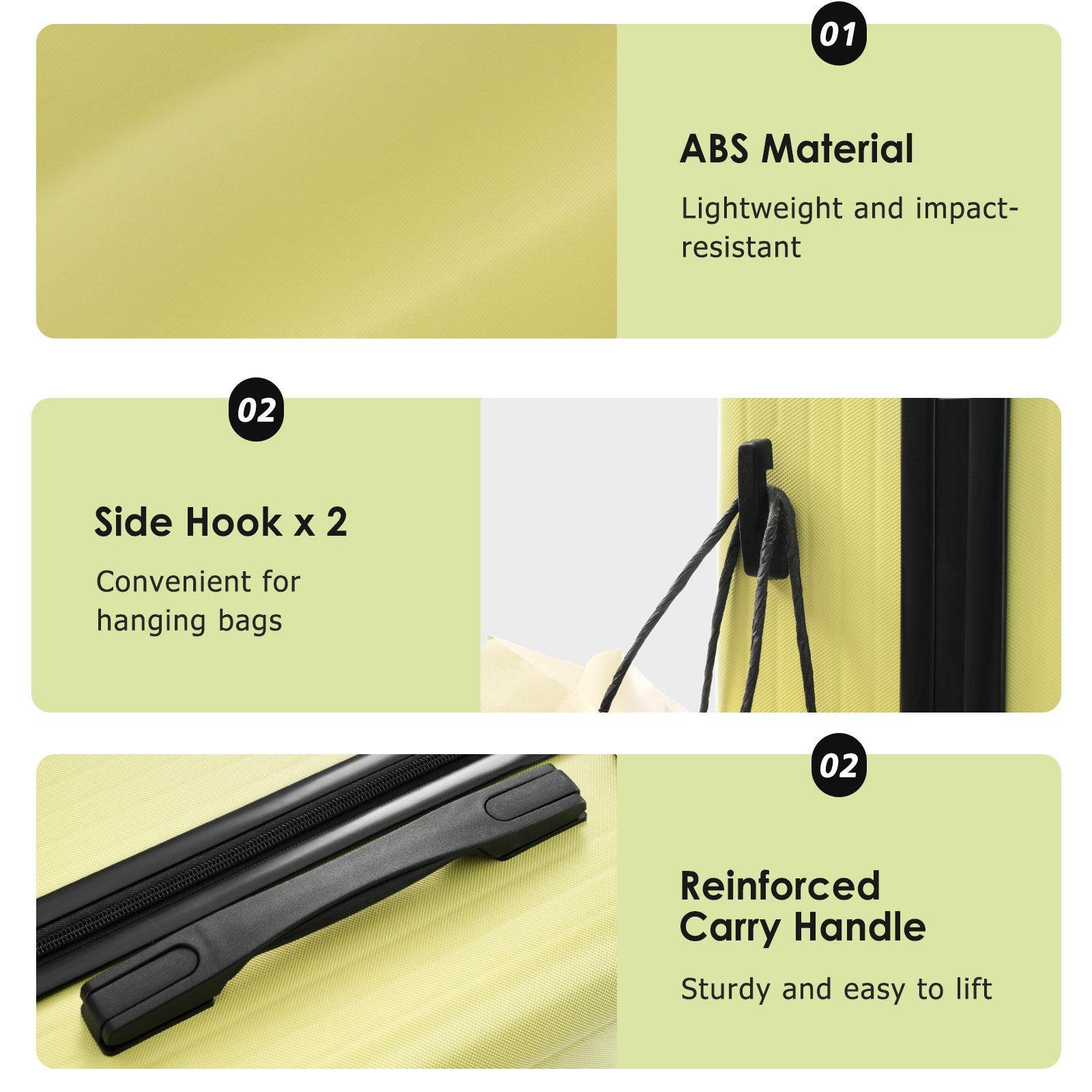 MLNshops Lightweight Luggage Set 3 Piece Travel Suitcase