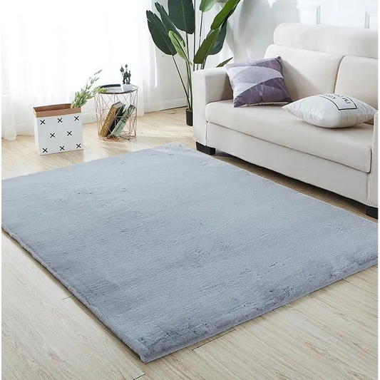 Lily Luxury Chinchilla Faux Fur Rectangular Area Rug MLNshops]