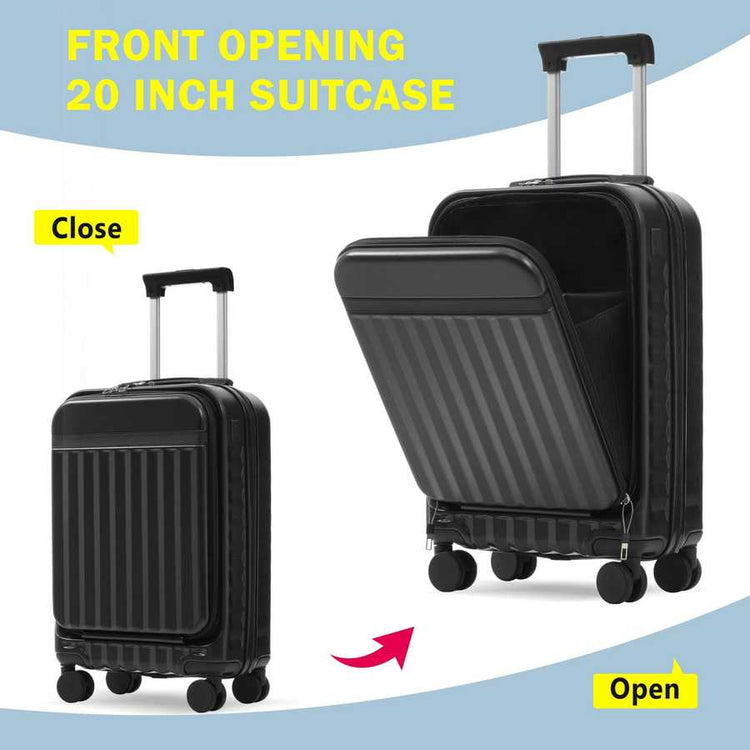 MLNshops Travel Set: carry on suitcase with charging port