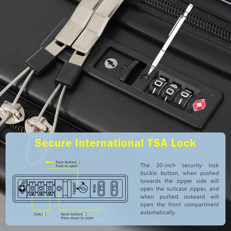 MLNshops Travel Set: carry on suitcase with charging port