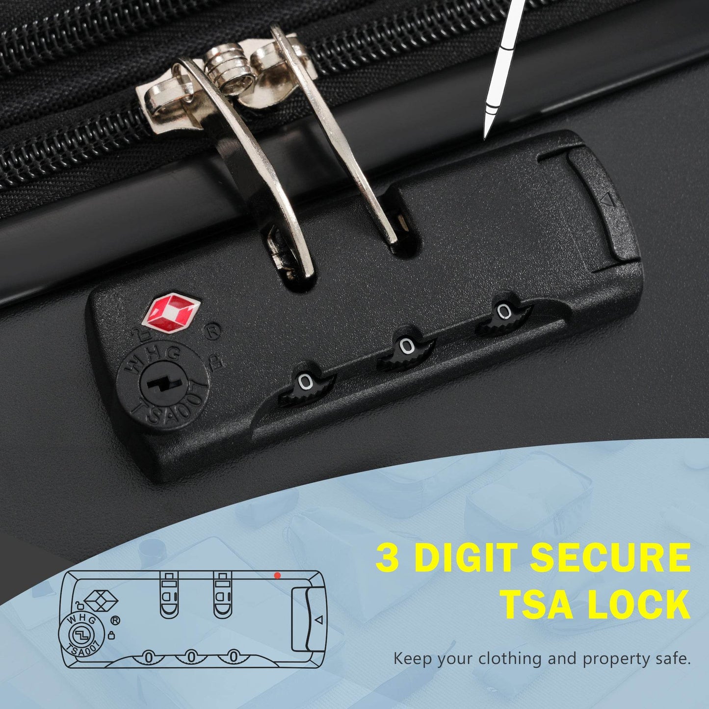 MLNshops Travel Set: carry on suitcase with charging port