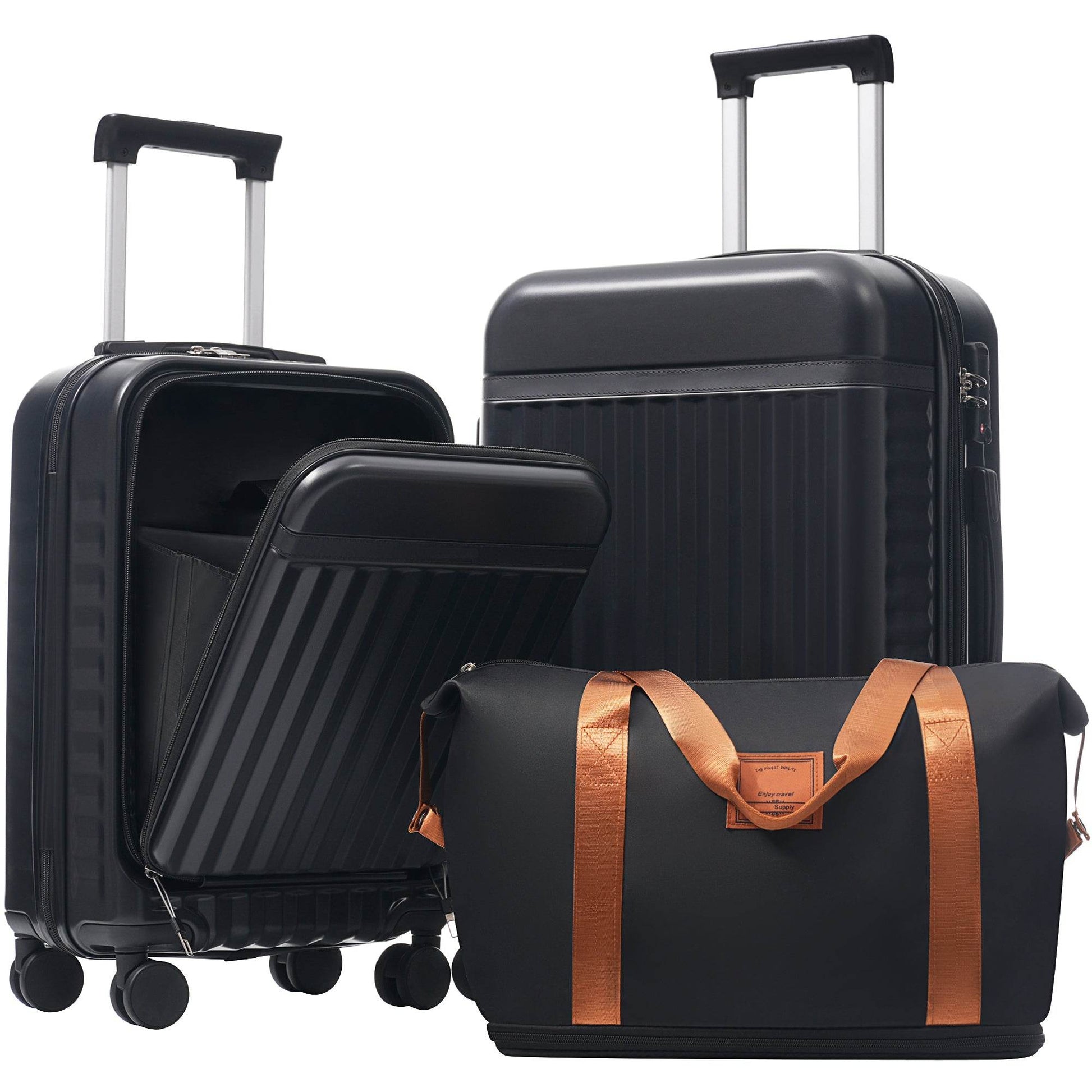 MLNshops Travel Set: carry on suitcase with charging port