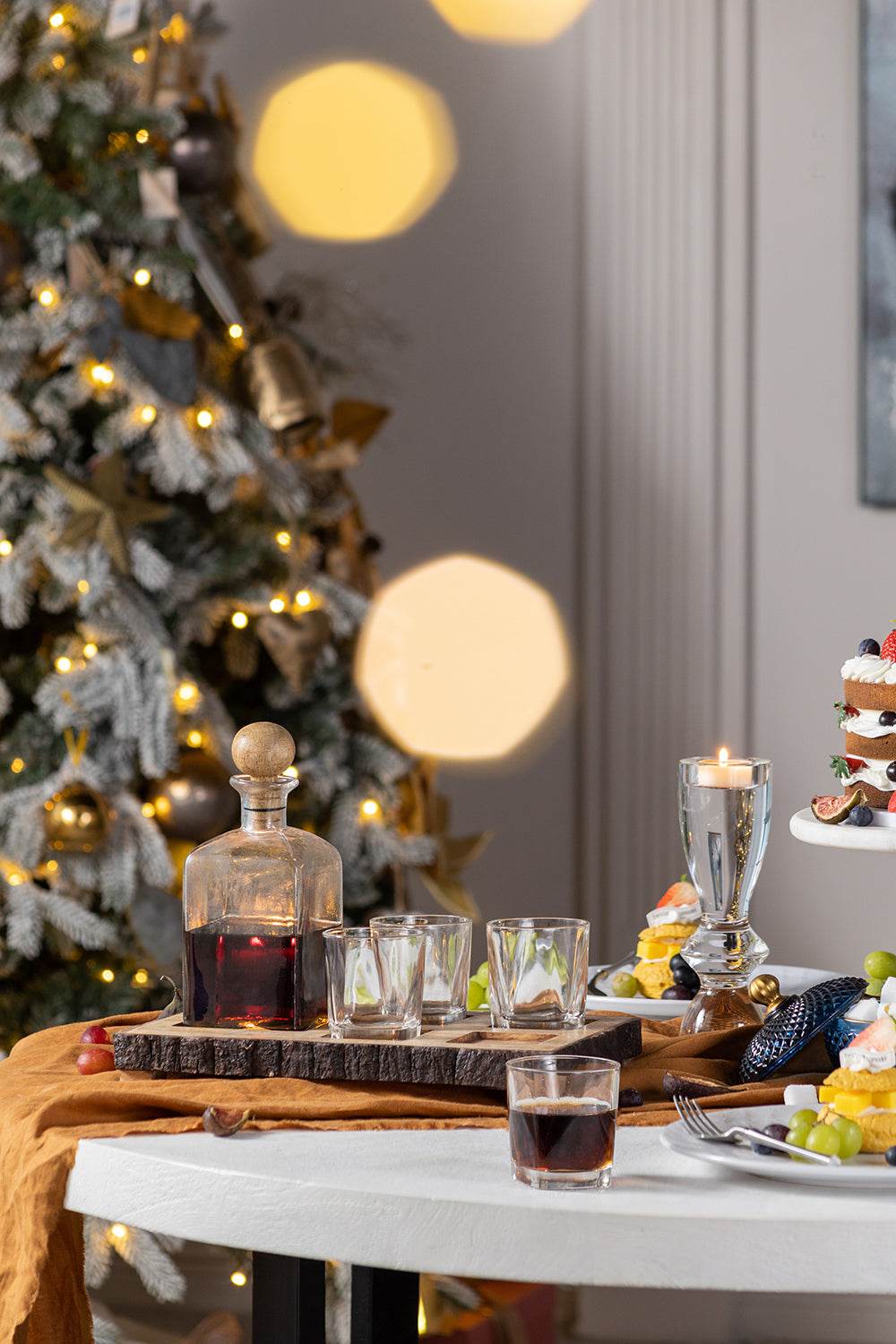 MLNshops Alaine Mango Wood Bar Set with Glasses