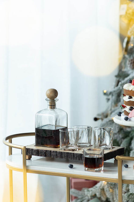 MLNshops Alaine Mango Wood Bar Set with Glasses