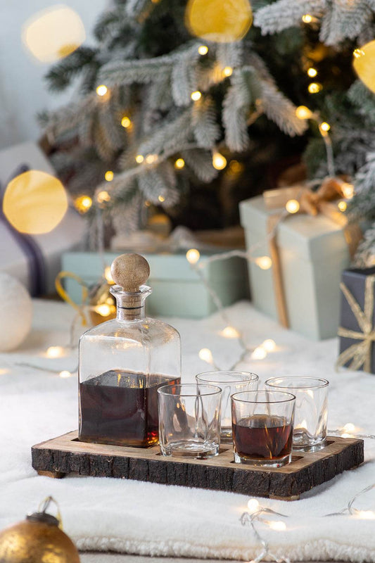 MLNshops Alaine Mango Wood Bar Set with Glasses Default