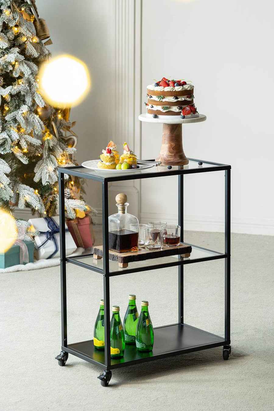 MLNshops Alaine Mango Wood Bar Set with Glasses