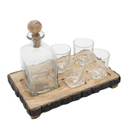 MLNshops Alaine Mango Wood Bar Set with Glasses
