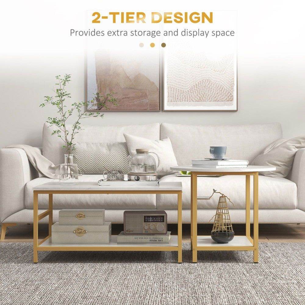 MLNshops Marble Gold Sofa Accent Tables for Stylish Living