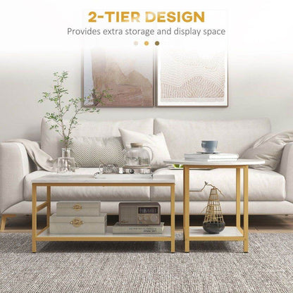 MLNshops Marble Gold Sofa Accent Tables for Stylish Living