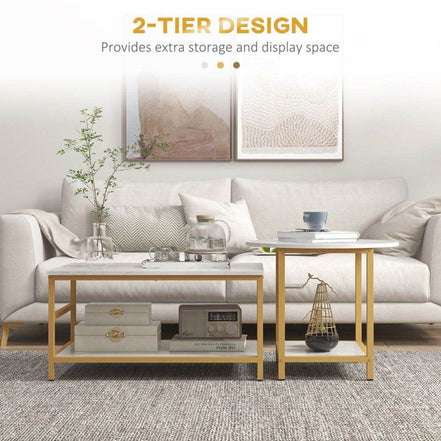 MLNshops Marble Gold Sofa Accent Tables for Stylish Living