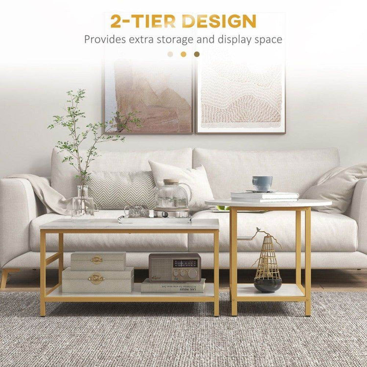 MLNshops Marble Gold Sofa Accent Tables for Stylish Living