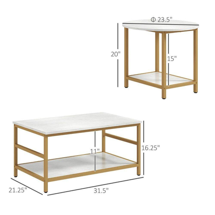 MLNshops Marble Gold Sofa Accent Tables for Stylish Living