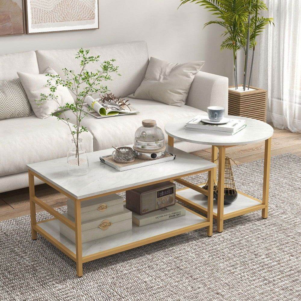 MLNshops Marble Gold Sofa Accent Tables for Stylish Living