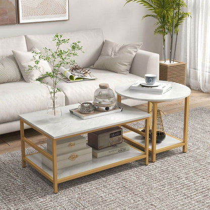 MLNshops Marble Gold Sofa Accent Tables for Stylish Living