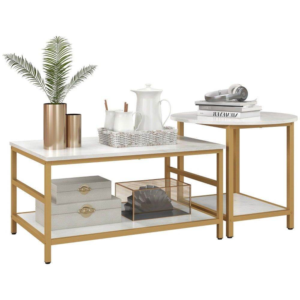 MLNshops Marble Gold Sofa Accent Tables for Stylish Living