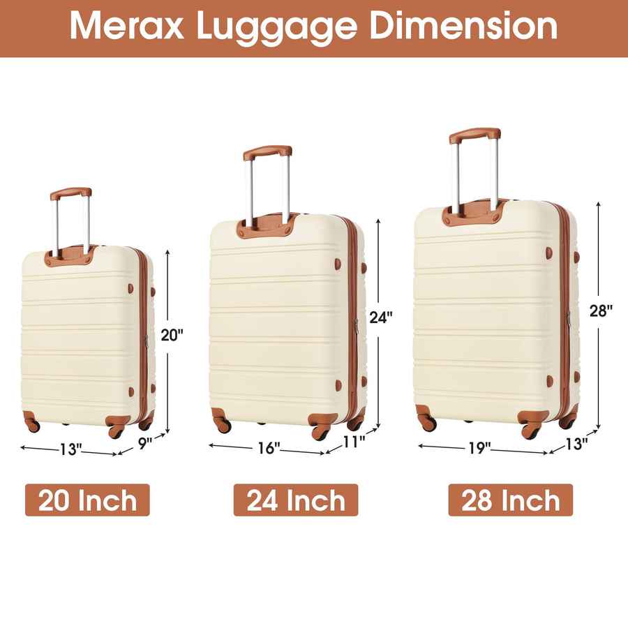 MLNshops 3 Piece Luggage Set with TSA Lock - Durable
