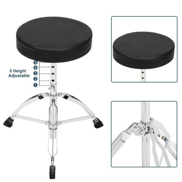 mlnshops 5-piece black drum kit with cymbals - Bass Drum