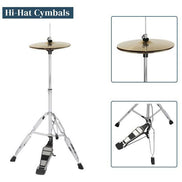 mlnshops 5-piece black drum kit with cymbals - Bass Drum