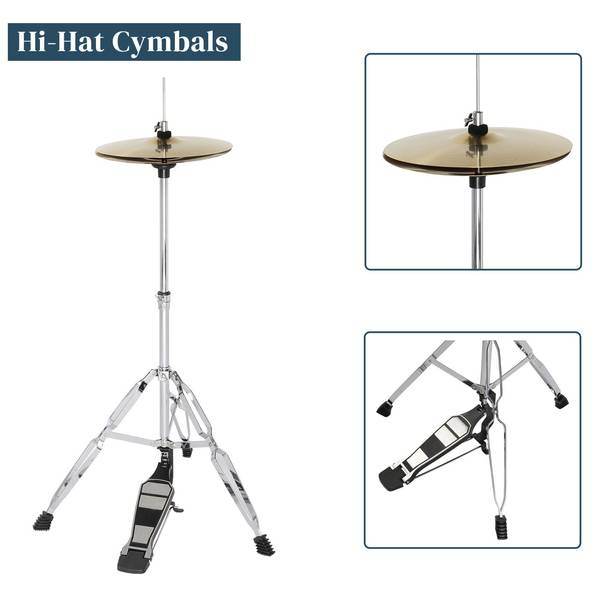 mlnshops 5-piece black drum kit with cymbals - Bass Drum