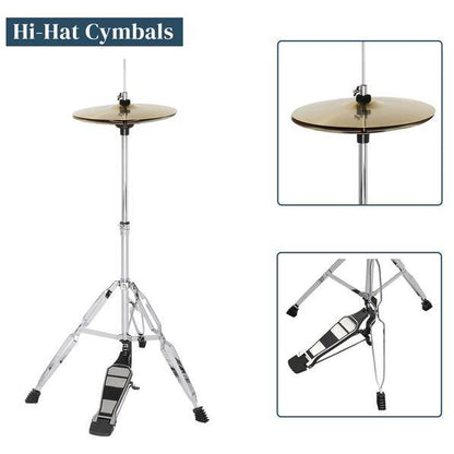 mlnshops 5-piece black drum kit with cymbals - Bass Drum