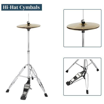 mlnshops 5-piece black drum kit with cymbals - Bass Drum