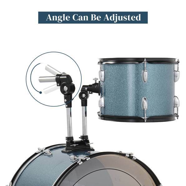 mlnshops 5-piece black drum kit with cymbals - Bass Drum