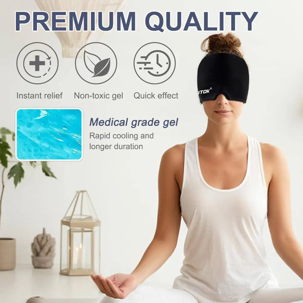 Migraine Headache Relief Cap, Gel lce Head Wrap for Tension and Stress Relief MLNshops]