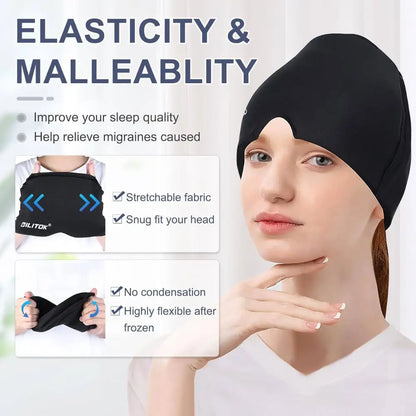 Migraine Headache Relief Cap, Gel lce Head Wrap for Tension and Stress Relief MLNshops]