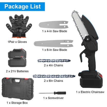 Mini 4In&6In Two Sizes Chainsaws Super Handheld Rechargeable Chain Saw With mini chain saw is an excellent tool Small Electric Chainsaws MLNshops]