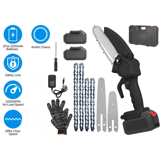 Mini 4In&6In Two Sizes Chainsaws Super Handheld Rechargeable Chain Saw With mini chain saw is an excellent tool Small Electric Chainsaws MLNshops]